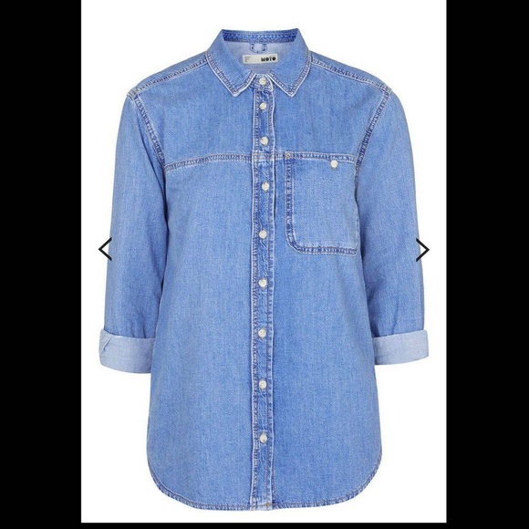 Topshop Denim Button Down Shirt - Picture 3 of 7
